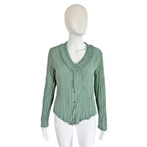 BABETTE SEAFOAM GREEN BUTTON UP BLOUSE